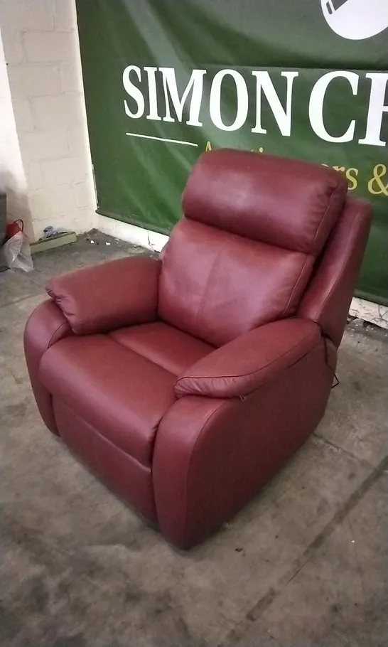 QUALITY BRITISH DESIGNED & MANUFACTURED G PLAN KINGSBURY POWER RECLINER CAPRI CLARET LEATHER ARMCHAIR 