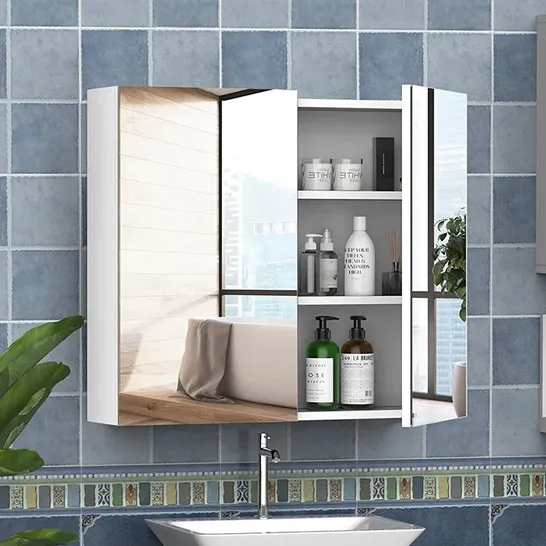 BOXED REVAMP 700mm W X 600mm H SURFACE FRAMELESS MEDICINE CABINET WITH MIRROR (1 BOX)