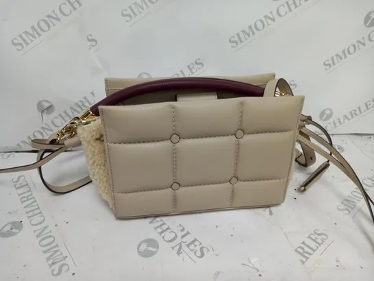 BOXED CRÈME LEATHER SQUARE DESIGN HAND BAG 