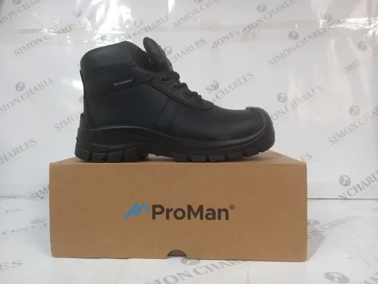 BOXED PAIR OF PROMAN WATERPROOF BOOTS IN BLACK EU SIZE 39