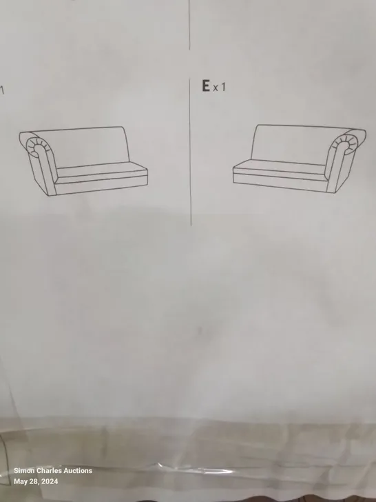 A BOXED INCOMPLETE DESIGNER HAMPTON IVORY LEATHER CORNER SOFA ( PARTS 1 AND 3 ONLY)