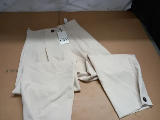 ZARA CREAM TROUSERS - UK XS