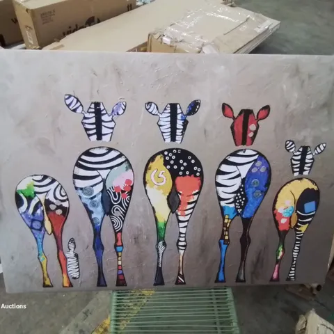 BOXED ZEBRAS FROM BEHIND ABSTRACT COLOURFUL PICTURE