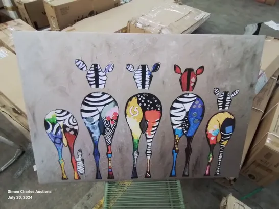 BOXED ZEBRAS FROM BEHIND ABSTRACT COLOURFUL PICTURE