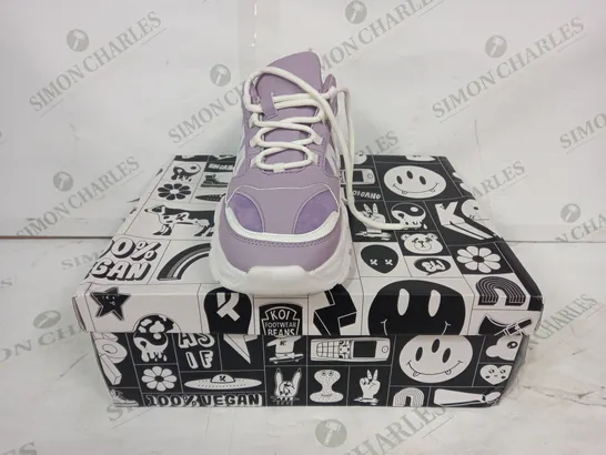 BOXED PAIR OF KOI CHUNKY TRAINERS IN PURPLE SIZE 8