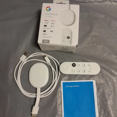 BOXED GOOGLE TV CHROMECAST IN WHITE