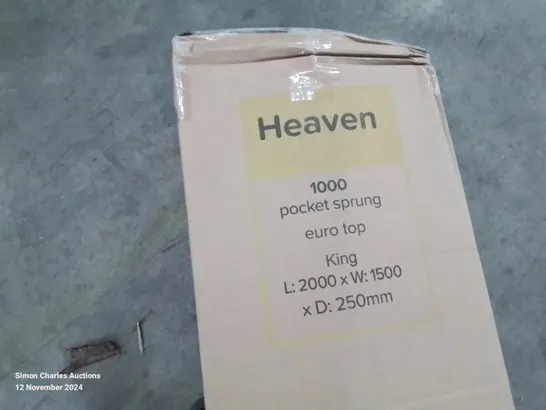 QUALITY BAGGED BOXED AND ROLLED HEAVEN 1000 POCKET SPRUNG EURO TOP KINGSIZE MATTRESS 