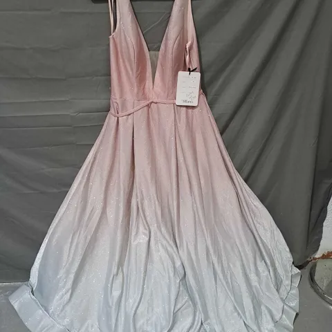 TIFFANY'S PROM ALISON PALE PINK GLITTER DETAIL FULL SKIRT DRESS SIZE 14