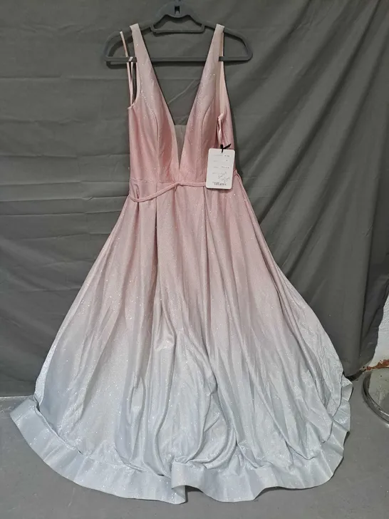 TIFFANY'S PROM ALISON PALE PINK GLITTER DETAIL FULL SKIRT DRESS SIZE 14