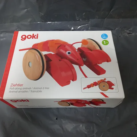 BOXED GOKI PULL ALONG ANIMAL RED LOBSTER TOY