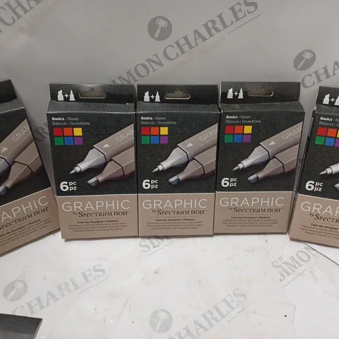 APPROXIMATELY 5 GRAPHIC BY SPECTRUM NOIR TWIN-TIP DESIGNERS MARKERS (6 PC PACK - BASICS)