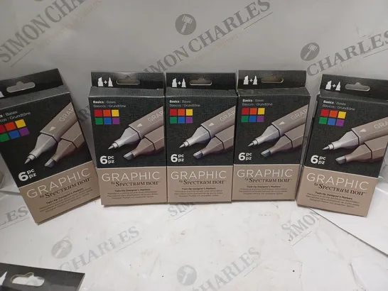 APPROXIMATELY 5 GRAPHIC BY SPECTRUM NOIR TWIN-TIP DESIGNERS MARKERS (6 PC PACK - BASICS)