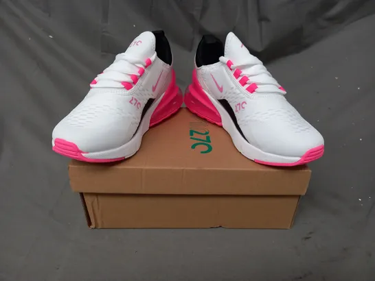 BOXED PAIR OF AIR270 SHOES IN WHITE/PINK EU SIZE 36