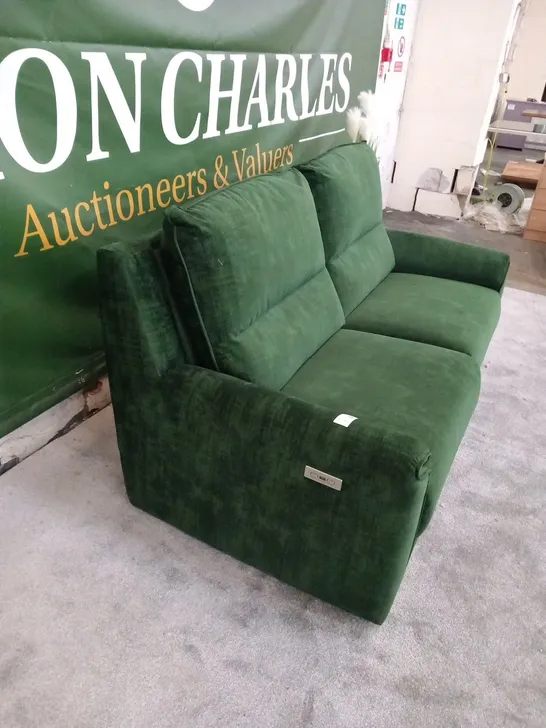 DESIGNER ITALIAN MADE SANREMO GREEN FABRIC ELECTRIC RECLINING THREE SEATER SOFA  