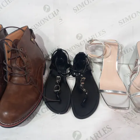 BOX OF APPROXIMATELY 20 ASSORTED PAIRS OF SHOES IN VARIOUS STYLES AND SIZES TO INCLUDE LONDON REBEL, RALPH LAUREN, ETC