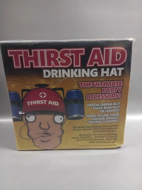 BOXED AND SEALED THIRST AID HELMET DRINKING HAT