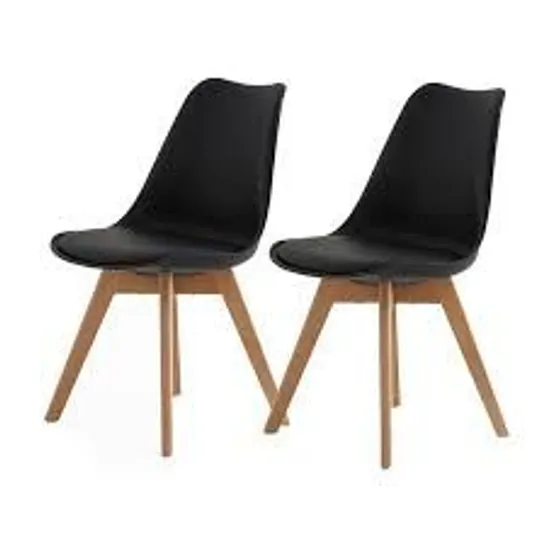 BOXED PAIR OF FAUX LEATHER UPHOLSTERED BLACK DINING  CHAIRS