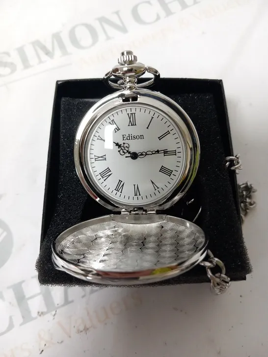 MENS EDISON POCKET WATCH WITH CHAIN – BRAND NEW IN BOX