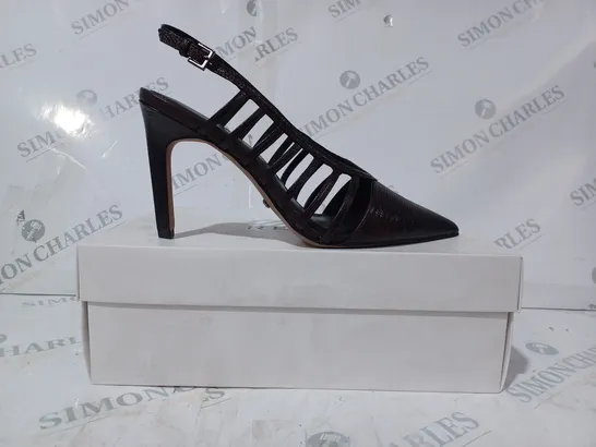 BOXED PAIR OF REISS DAPHNE SLINGBACK HEELS IN POMEGRANATE UK SIZE 6