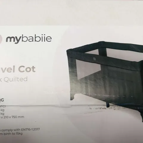 BOXED MY BABIIE TRAVEL COT BLACK QUILTED MBTC1QG 