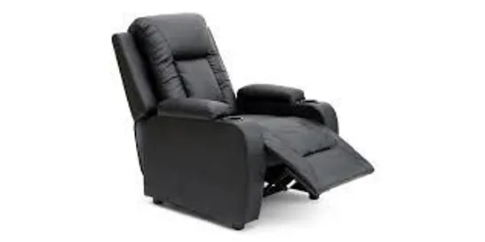 BOXED DESIGNER PUSHBACK LEATHER RECLINER CHAIR BLACK (1 BOX)