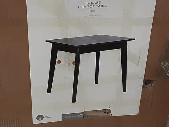 BOXED ASTER , SQUARE FLIP TOP TABLE IN BLACK , H77 X W75 X D75CM