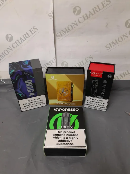 BOX OF APPROXIMATELY 20 ASSORTED E-CIGARATTES TO INCLUDE OXVA, LOST VAPE, VOOPOO ETC