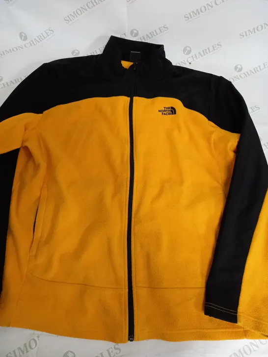 THE NORTH FACE ZIP UP LONG SLEEVE FLEECE IN ORANGE/BLACK - XL