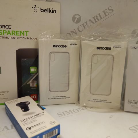 LOT OF APPROX 10 ASSORTED ITEMS TO INCLUDE IPAD PROTECTIVE SCREEN COVERS, ASSORTED IPHONE CASES, MIXX IN CAR CHARGER 