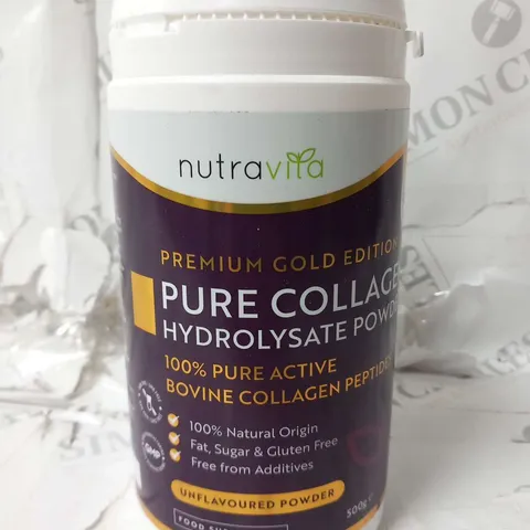 NUTRAVITA PREMIUM GOLD EDITION PURE COLALGEN HYDROLYSATE POWDER 100% PURE ACTIVE BOVINE COLLAGEN PEPTIDES 500G