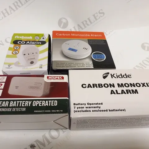 6 ASSORTED CARBON MONOXIDE DETECTORS TO INCLUDE; FIREHAWK, KIDDE AND HISPEC