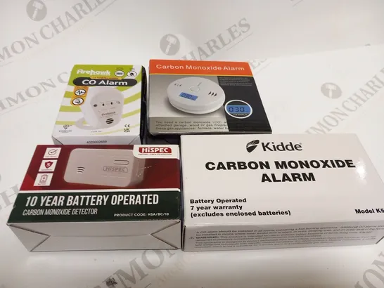 6 ASSORTED CARBON MONOXIDE DETECTORS TO INCLUDE; FIREHAWK, KIDDE AND HISPEC