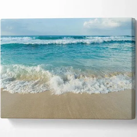 CRASHING WAVES ON A SANDY BEACH WRAPPED CANVAS 