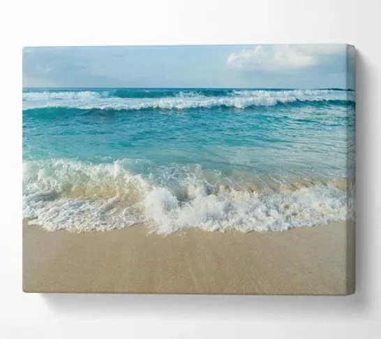 CRASHING WAVES ON A SANDY BEACH WRAPPED CANVAS 