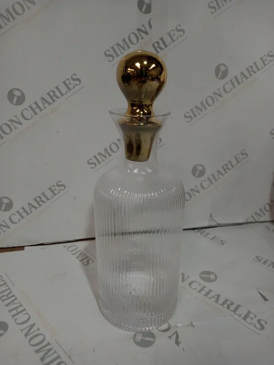 AMANDA HOLDEN FLUTED GLASS DECANTER GOLD TOP