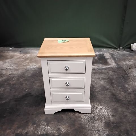QUALITY ASPEN GREY WITH OAK EFFECT BEDSIDE CABINET WITH 3 DRAWERS 