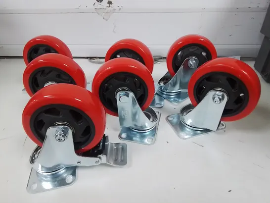 LOT OF 7 SWIVEL TROLLEY WHEELS