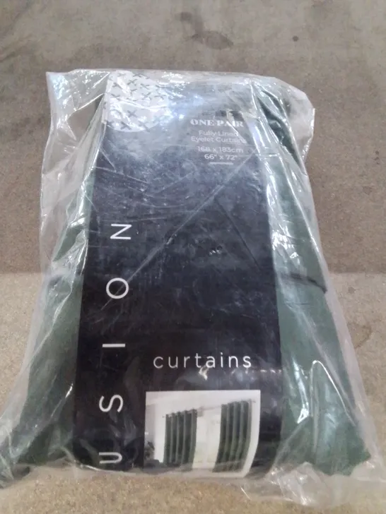 FUSION CURTAINS ONE PAIR FULLY LINED EYELET CURTAINS 66X72