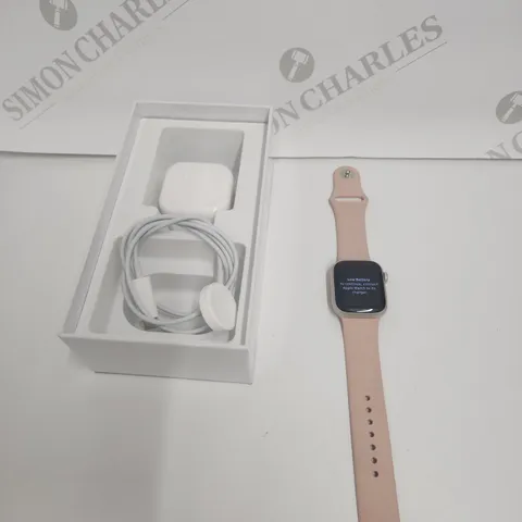 APPLE WATCH SERIES 7 41MM SMART WATCH SILVER WITH PINK STRAP