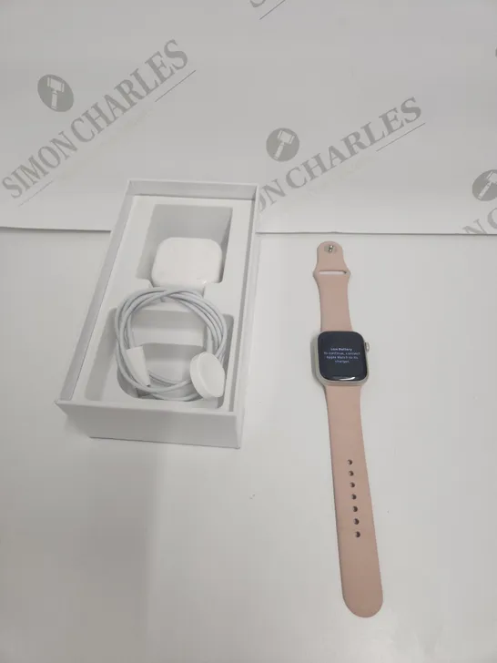 APPLE WATCH SERIES 7 41MM SMART WATCH SILVER WITH PINK STRAP