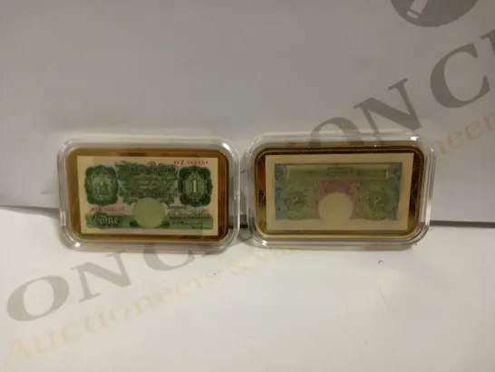 WESTMINSTER COLLECTION SET OF 2 GOLD PLATED BANKNOTE INGOTS 