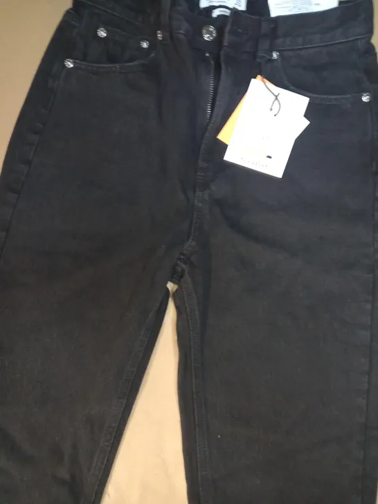 PULL & BEAR 'MOM' PETITE DENIM JEANS IN BLACK EU SIZE 38