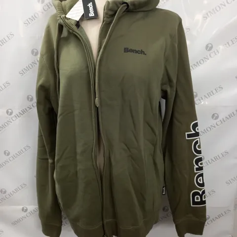 BENCH KHAKI ZIP THROUGH HOODIE - L