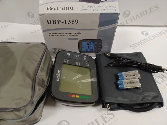 BOXED SEJOY DBP-1359 ARM TYPE FULLY AUTOMATIC BLOOD PRESSURE MONITOR