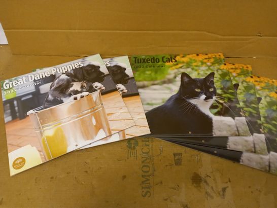 LOT OF 5 SEALED BRIGHT DAY COMPANY 2022 CALENDARS TO INCLUDE GREAT DANE PUPPIES AND TUXEDO CATS 