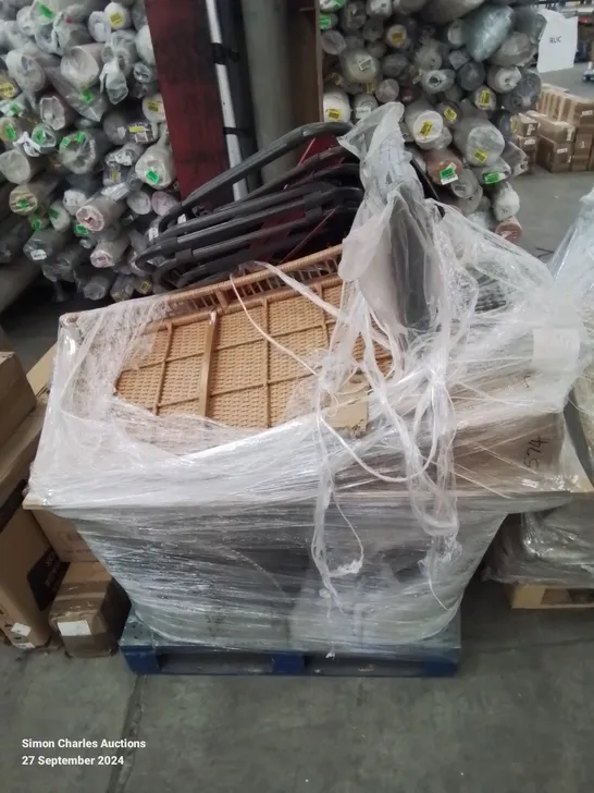 PALLET CONTAINING VARIOUS BOXED FURNITURE PARTS AND OTHER HOUSEHOLD ITEMS ETC.