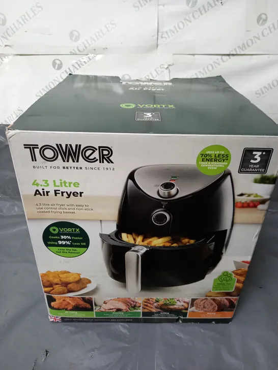 BOXED TOWER AIR FRYER IN BLACK 4.3L