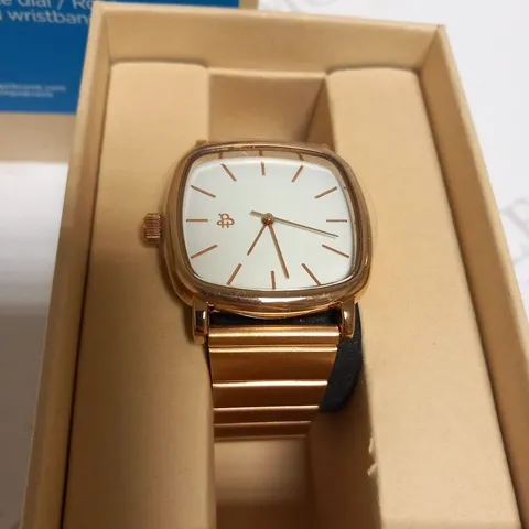 BOXED LARA ROSE WHITE DIAL ROSE GOLD WRIST WATCH