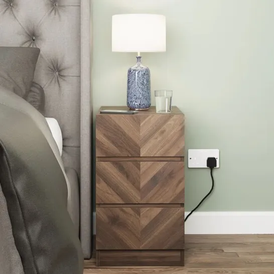 BOXED KASCHA 3 DRAWER BEDSIDE TABLE