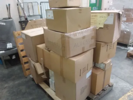 PALLET OF APPROXIMATELY 20 BOXED LAMPSHADES INCLUDING EUGENIE SPARE SHADE, CIBANA SHADE, ZUCCARO EMPIRE DRUM SILK SHADE, BROWN SHADE